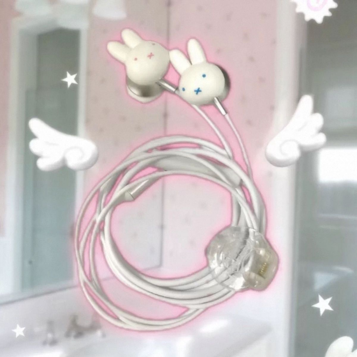 Usb C Earphone - Vintage Sevimli Miffy Tavşan Kablolu Kulak
